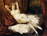 Famous Female Paintings - Female Nude Reclining on a Divan